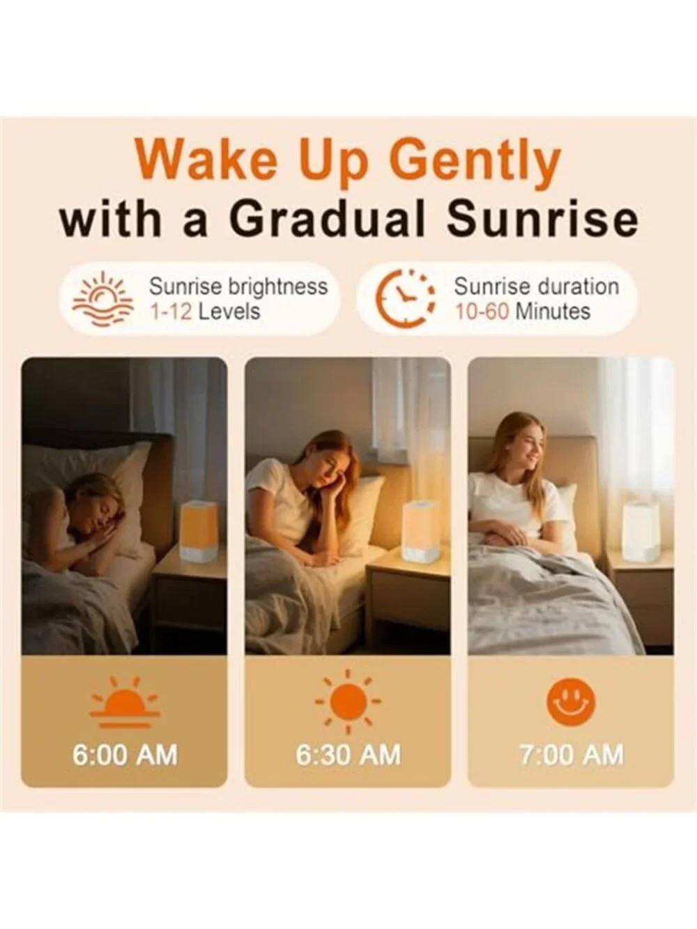 Sunrise Alarm Clock Wake Up Light Sleep Sounds Digital Bedroom Bedside Clock